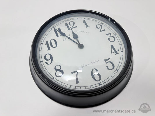 Edinburgh Clock Works Co Wall Clock Black Frame Battery Operated