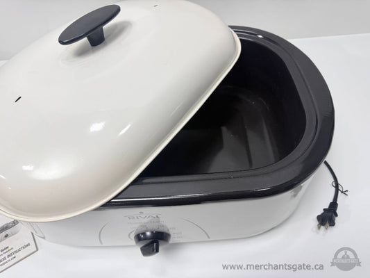 Rival 16 Quart Roaster Oven White with Lid and Manual