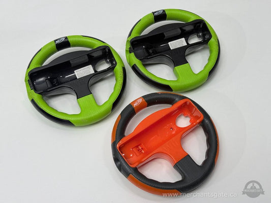 NERF Wii Racing Wheels Set of Three Green and Orange for Wii Remotes