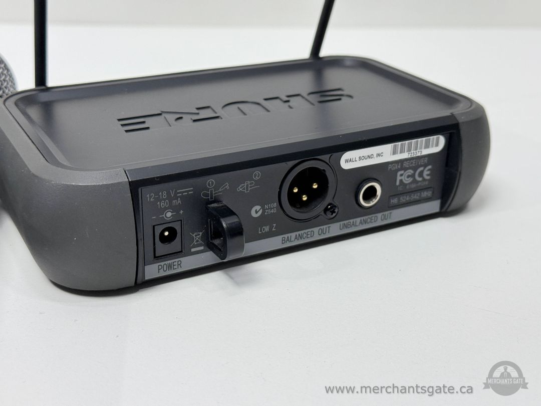 Shure PGX4 Wireless Receiver + PGX2 Handheld Mic System – Tested Power On – No Adapter – AS-IS