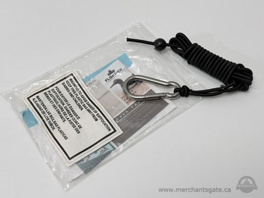 Flor Eh Black Lanyard With Metal Carabiner Coiled Tether