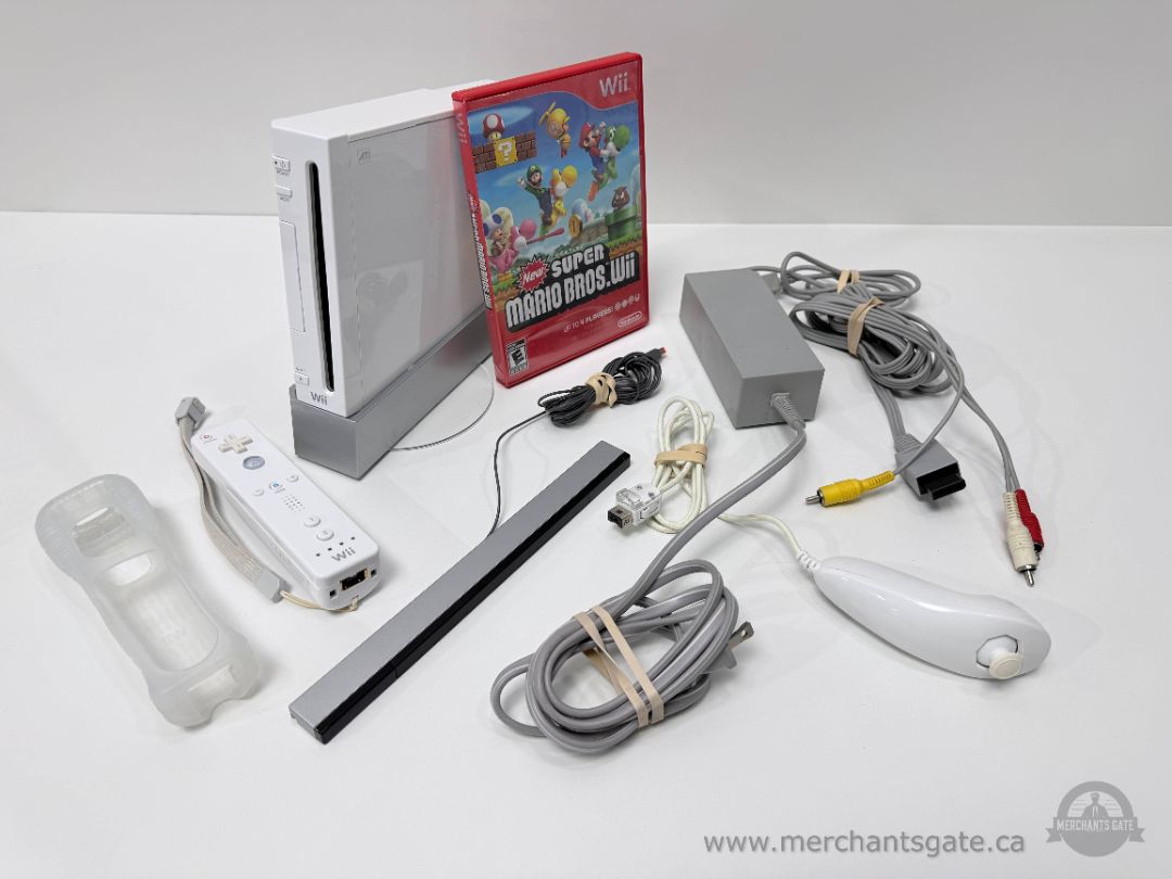 Nintendo Wii Console Bundle With Super Mario Bros Wii Game And Accessories