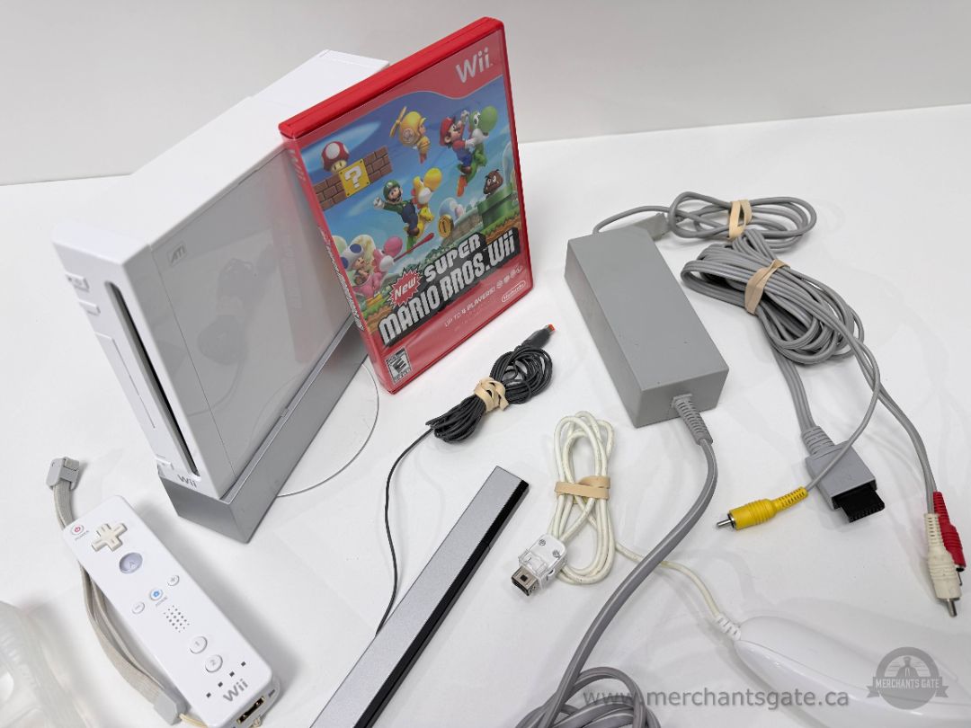 Nintendo Wii Console Bundle With Super Mario Bros Wii Game And Accessories