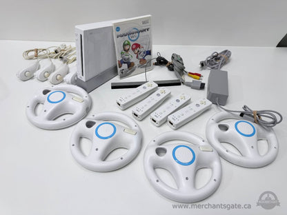 Nintendo Wii Console Mario Kart Wii Bundle With 4 Remotes Wheels And Accessories