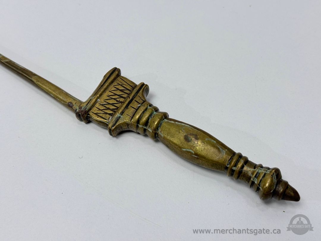 Vintage Brass Letter Opener Ornate Handle Desk Accessory