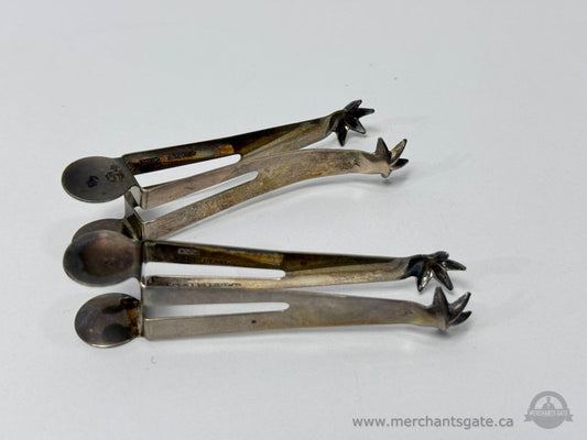 Vintage Silver Plate Sugar Tongs With Star Claw Tips