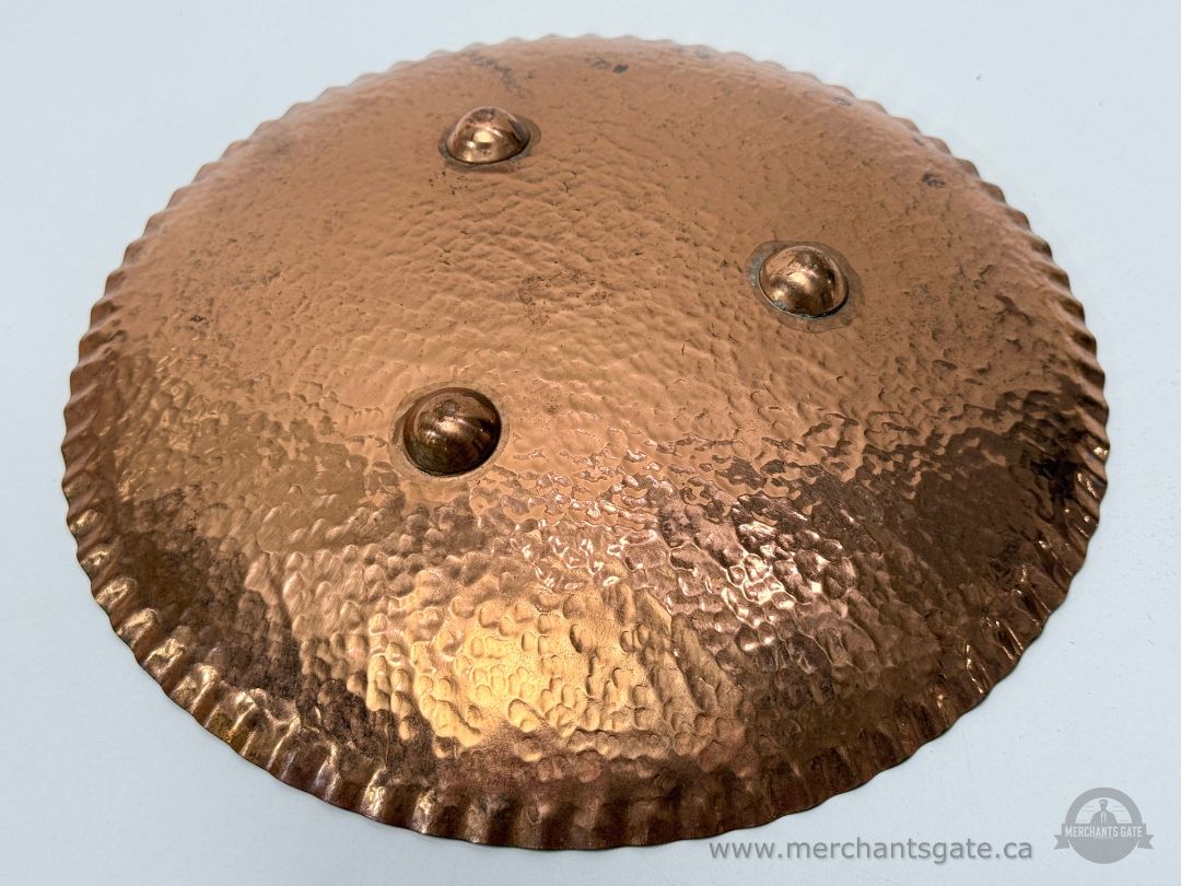 Vintage Hammered Copper Dish Tray With Scalloped Edge Approximately 9 Inches
