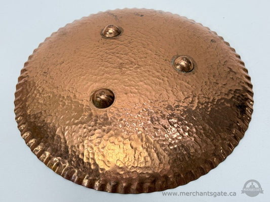 Vintage Hammered Copper Dish Tray With Scalloped Edge Approximately 9 Inches