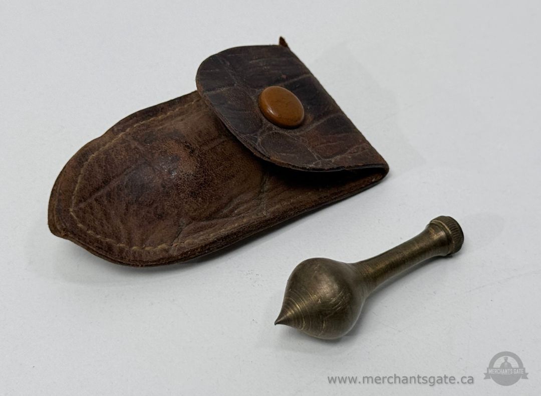 Vintage Brass Plumb Bob With Leather Case Unmarked