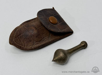 Vintage Brass Plumb Bob With Leather Case Unmarked