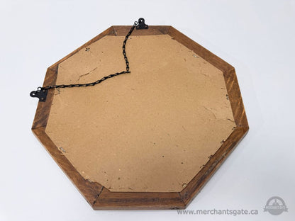 Octagonal Wood Framed Wall Mirror With Hanging Chain
