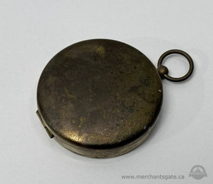 Antique Brass Pocket Compass West Germany Hinged Case Mechanical Navigation Tool