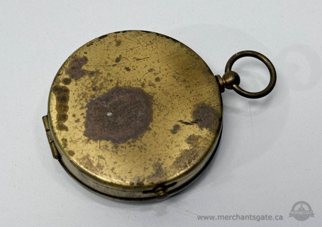 Antique Brass Pocket Compass West Germany Hinged Case Mechanical Navigation Tool