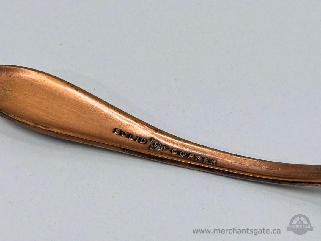 Solid Copper Souvenir Spoon With Decorative Handle Relief
