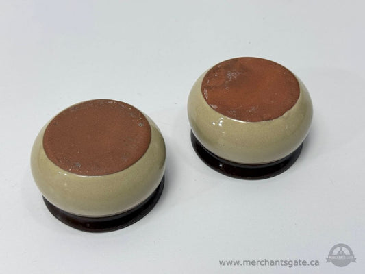 Stoneware Pottery Bowls Brown And Cream Glaze Set Of 2 Small Ceramic