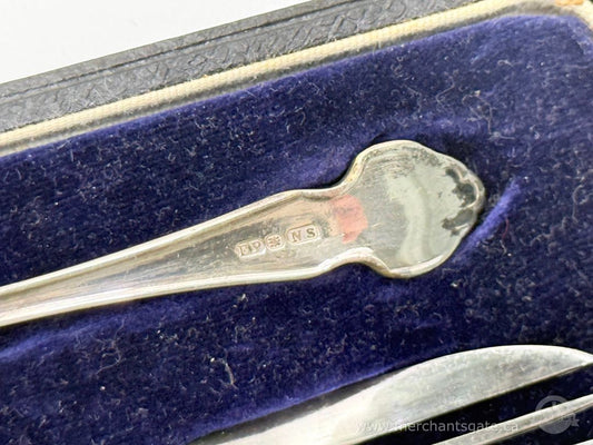 Vintage EPNS Silver Plate Fork Set with Case Dessert Cake Forks