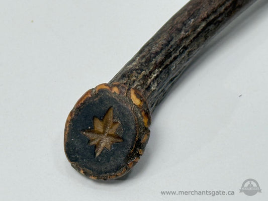 Antique Carving Fork with Stag Antler Handle and Metal Tines