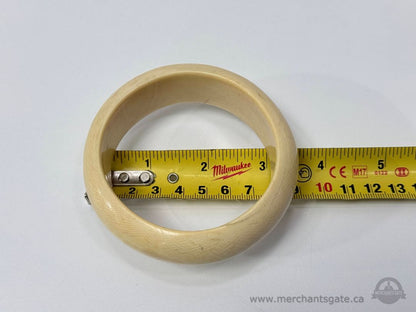 Vintage Carved Bone Bangle Bracelet Natural Cream Colour Statement Jewelry