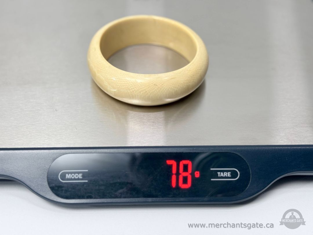 Vintage Carved Bone Bangle Bracelet Natural Cream Colour Statement Jewelry