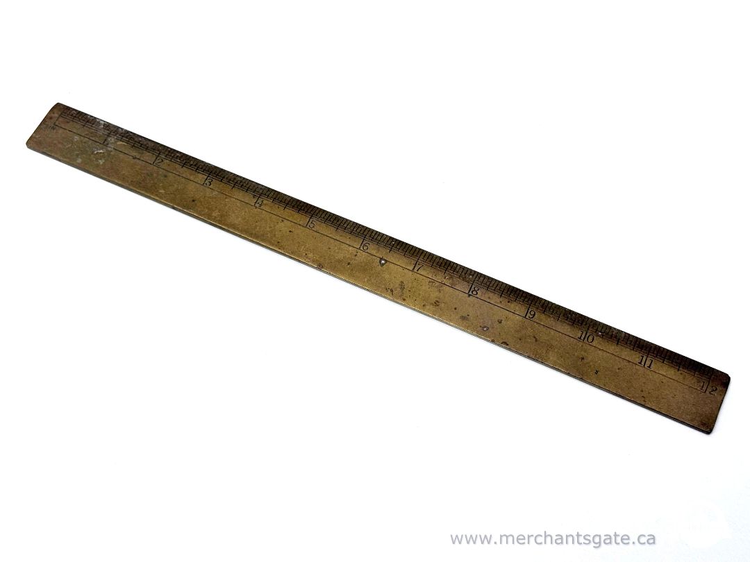 Solid Brass Engineers Machinist Ruler 12 Inch Imperial Graduated Scale