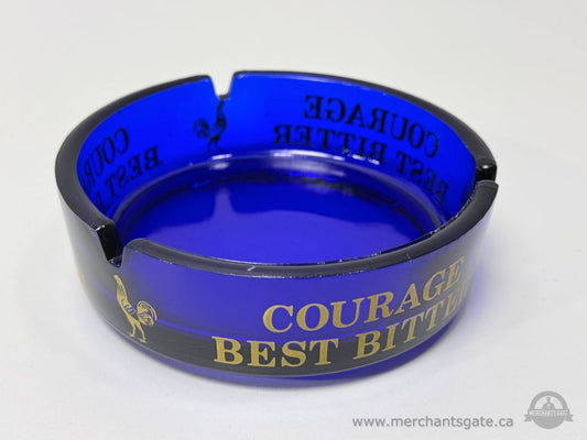 Courage Best Bitter Blue Glass Advertising Ashtray 5 Inch