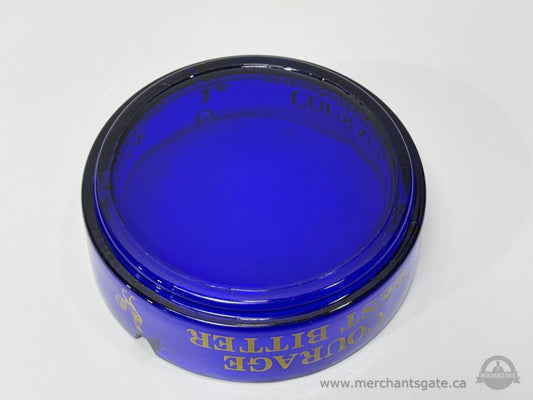Courage Best Bitter Blue Glass Advertising Ashtray 5 Inch