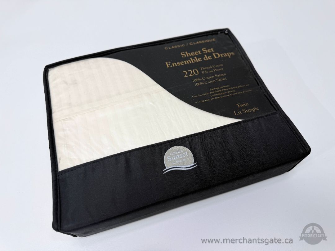 New Twin Ivory Sheet Set 220 Thread Count 100 Percent Cotton Sateen Classic Style