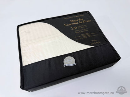 New Twin Ivory Sheet Set 220 Thread Count 100 Percent Cotton Sateen Classic Style