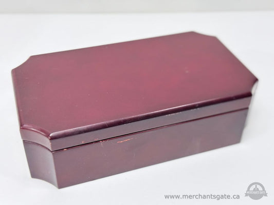 Wooden Jewelry Box With Mirror Lined Interior Hinged Lid 11 Inch Storage Case