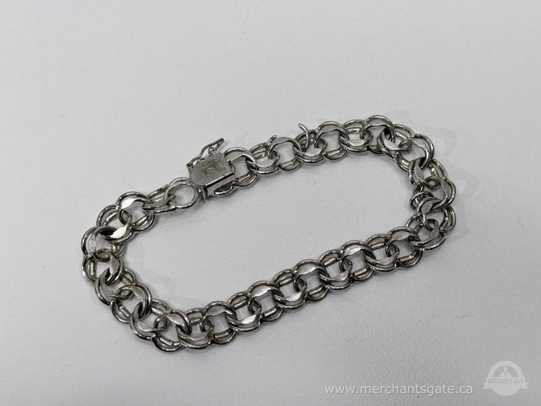 Sterling Silver Chain Bracelet 17g Stamped Box Clasp Vintage Style