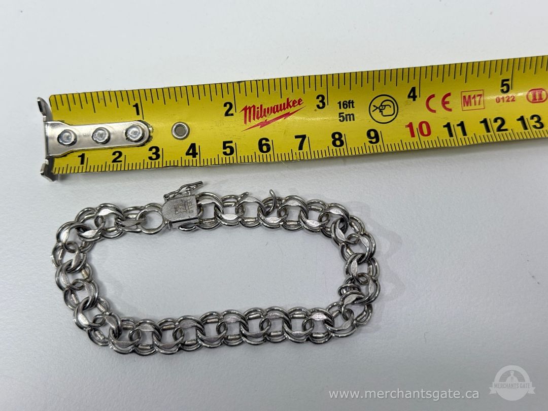 Sterling Silver Chain Bracelet 17g Stamped Box Clasp Vintage Style