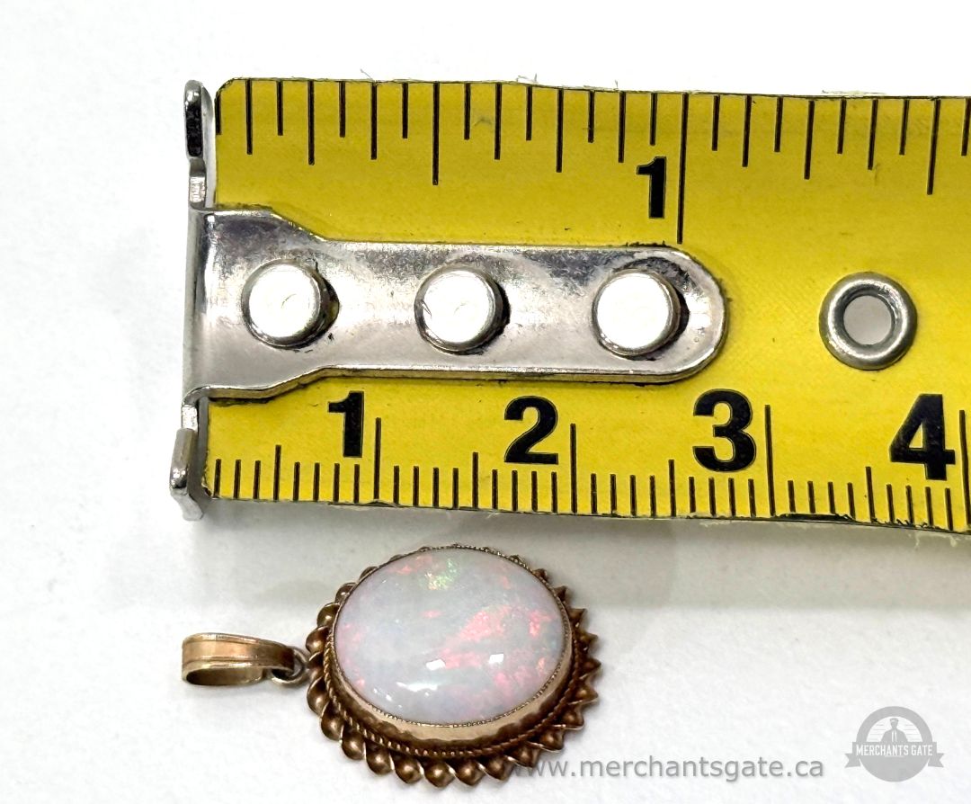 Vintage 9k Gold Opal Pendant 375 Hallmarked British Rope Bezel