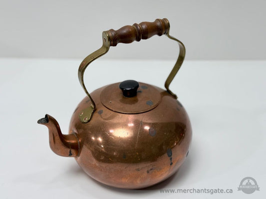 Vintage Tagus Copper Kettle Made in Portugal Wood Handle 6.5” Base