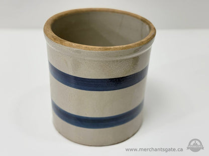 Stoneware Crock with Blue Bands Traditional Kitchen Crock Planter Utensil Holder