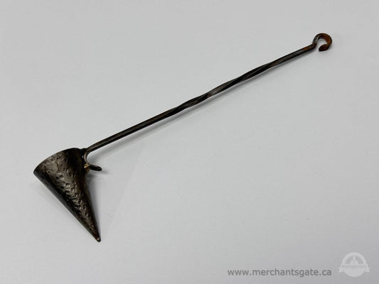 Antique Hand Forged Iron Candle Snuffer With Twisted Handle
