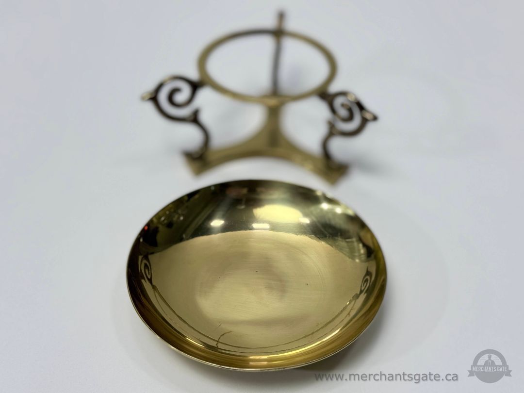 Brass Finger Bowl On Pedestal Stand Vintage Tableware