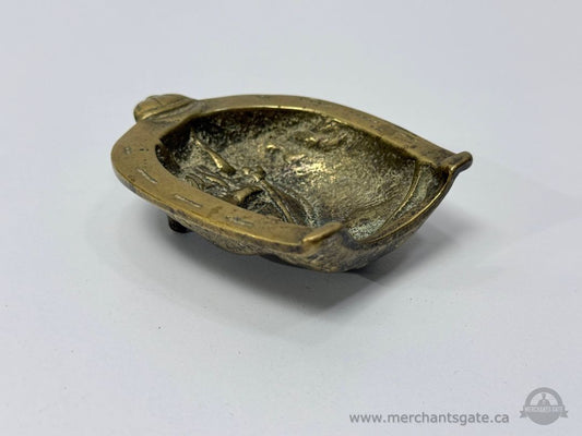 Vintage Brass Horseshoe Ashtray Small Equestrian Trinket Dish