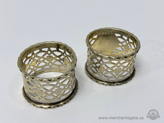 Vintage EPNS Silver-Plated Napkin Rings Set of 2 Pierced Design