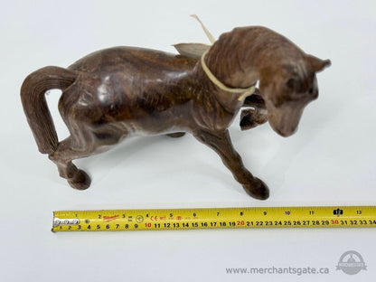 Ojibwa Hand Carved Wooden Horse Sculpture Signed Indigenous Canadian Art 11"
