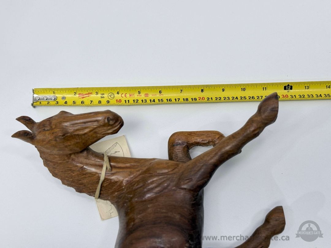Ojibwa Hand Carved Wooden Horse Sculpture Signed Indigenous Canadian Art 11"