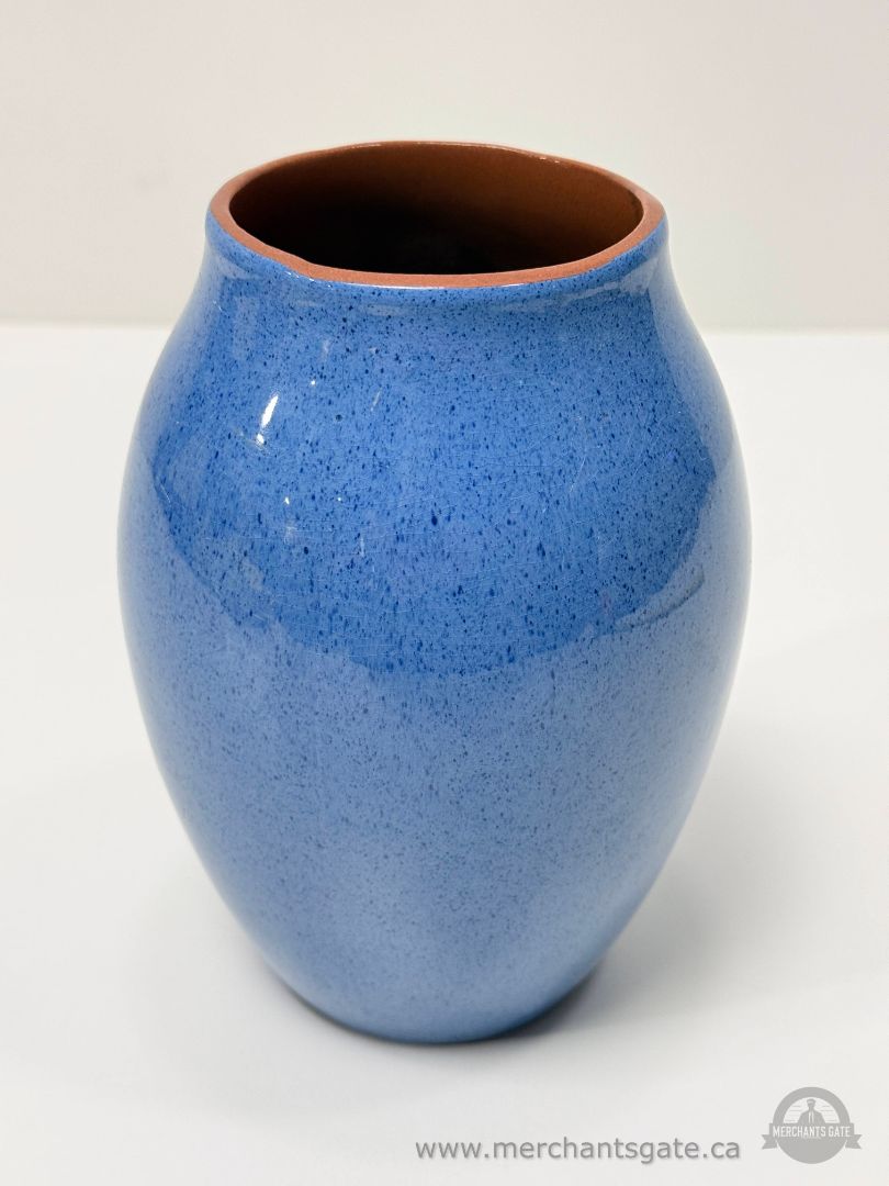 Vintage Haeger Pottery Blue Speckled Vase Mid-Century Modern USA 7” Tall