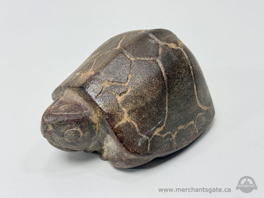 Hand-Carved Stone Turtle Figurine 6" Natural Stone Sculpture / Barrhaven