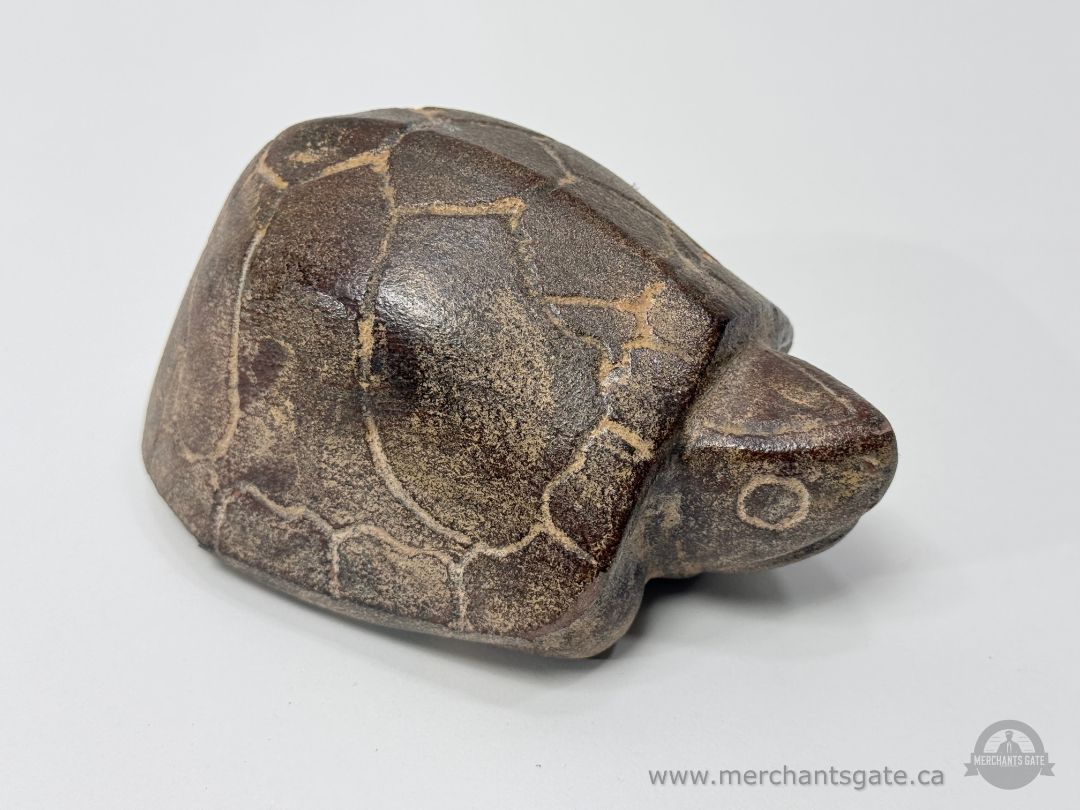 Hand-Carved Stone Turtle Figurine 6" Natural Stone Sculpture / Barrhaven