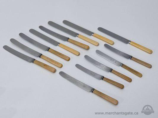 Vintage Cooper Brothers Sheffield Stainless Steel Butter Knives Set with Wood Handles