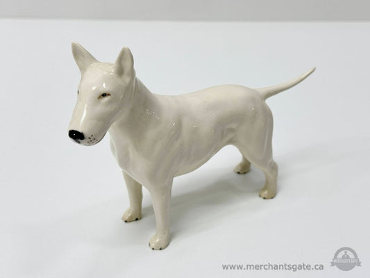 CH Romany Rhinestone Bull Terrier Dog Figurine White Porcelain Mid Century Style