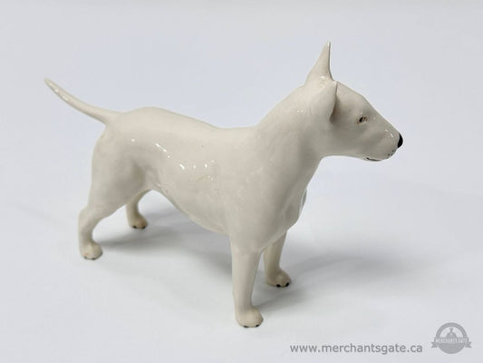 CH Romany Rhinestone Bull Terrier Dog Figurine White Porcelain Mid Century Style