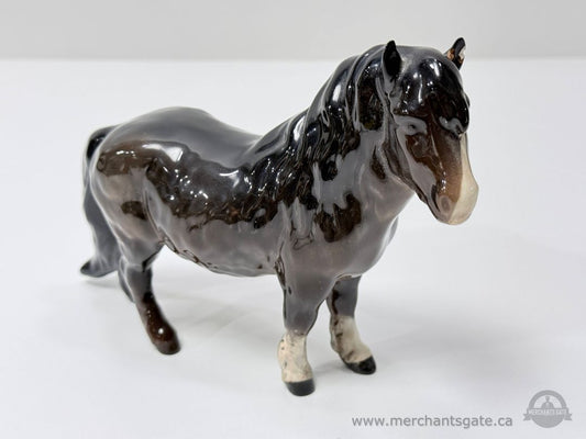Vintage Breyer Horse Figurine Dark Brown Gloss Finish with Gold Oval Breyer Label