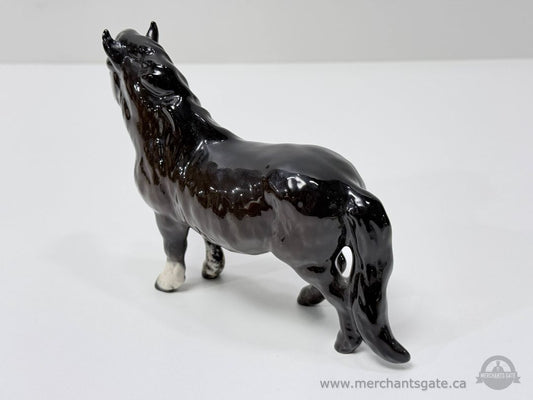 Vintage Breyer Horse Figurine Dark Brown Gloss Finish with Gold Oval Breyer Label
