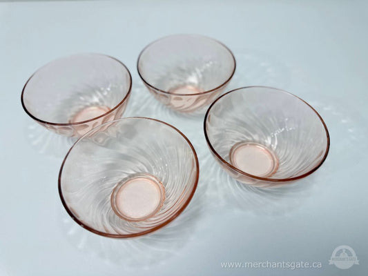 Pink Pressed Glass Dessert Bowls Made In France Set Of 4