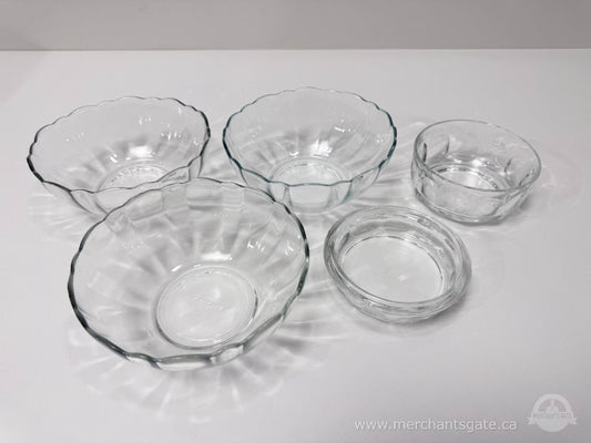 Arcoroc Clear Glass Dessert Bowls Made In France Mixed Sizes Set Of 5